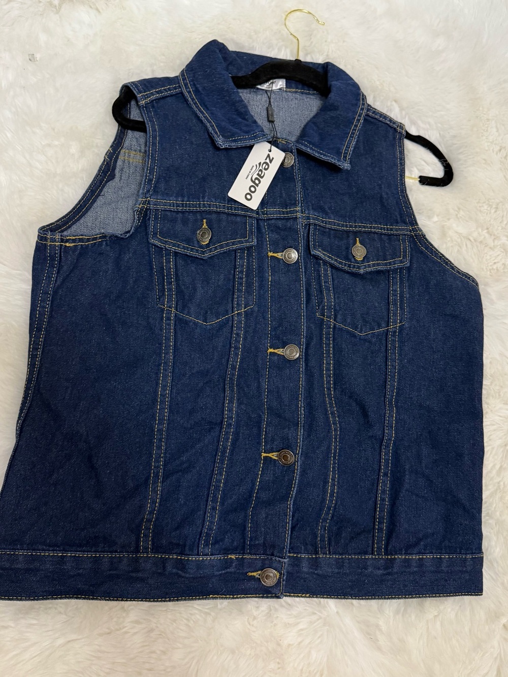 Classic Jean Denim Button Up Vest Nwt Everyday Essential — image 4 of 8